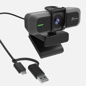 j5create USB 4K ULTRA HD Webcam Sensor Wide Angle Privacy Cov NIB Diagonal View